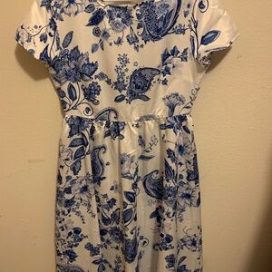 Blue and white maxi dress